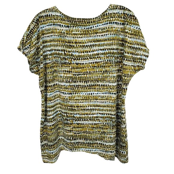 J Jill Size M Shirt Perfect Pima Tee Scoop Neck Curve Hem 100% Cotton Cap Sleeve - Picture 3 of 6